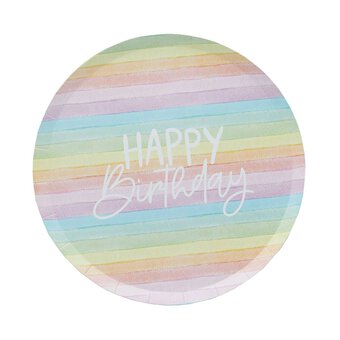 Eco Birthday Rainbow Paper Plates 8 Pack