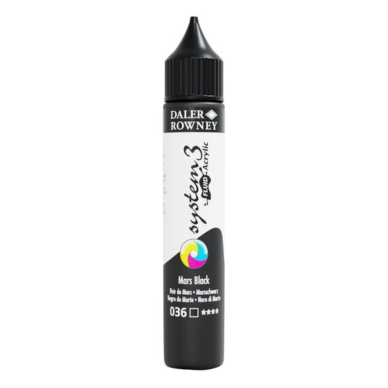 Daler-Rowney System3 Mars Black Fluid Acrylic 29.5ml (036) image number 1