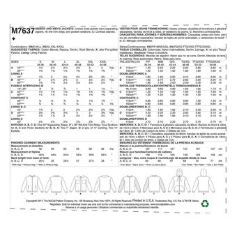 McCall&rsquo;s Bomber Jacket Sewing Pattern M7637 (S-L)