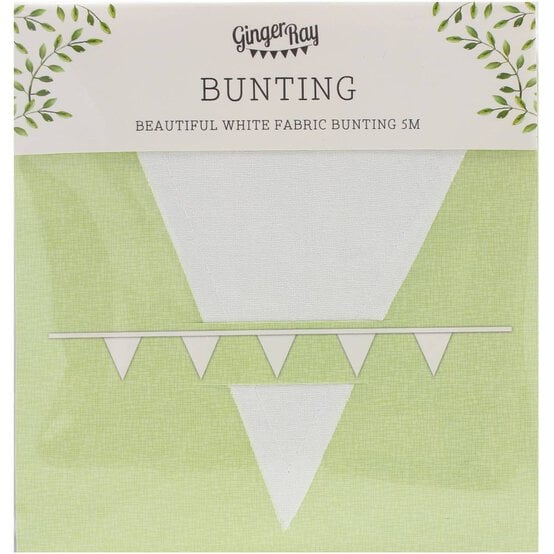 Ginger Ray Beautiful Botanics White Fabric Bunting 5m image number 3