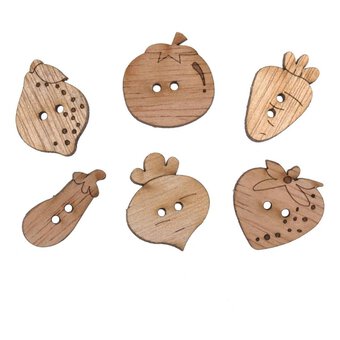 Trimits Wooden Fruit and Veg Buttons 6 Pieces