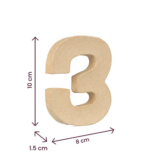 Mini Mache Number 3 10cm image number 4