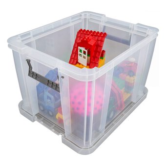 Whitefurze Allstore 36 Litre Clear Storage Box  4 Pack Bundle
