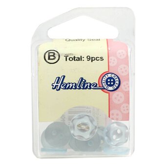 Hemline  Baby Blue Basic Scalloped Edge Button 9 Pack