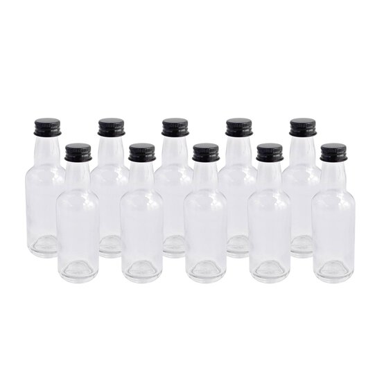 Clear Mini Glass Bottles 50ml 10 Pack image number 1