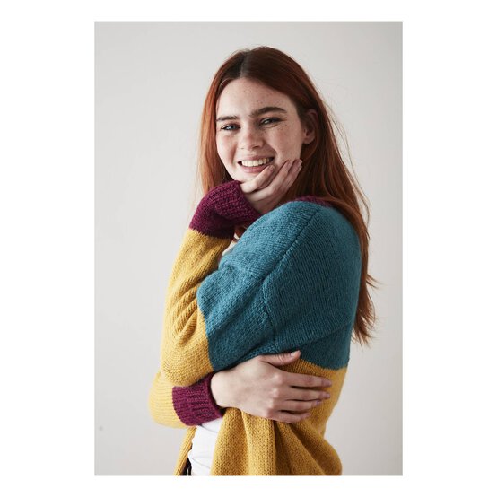 Knitcraft Colour Block Longline Cardigan Digital Pattern 0255 image number 4