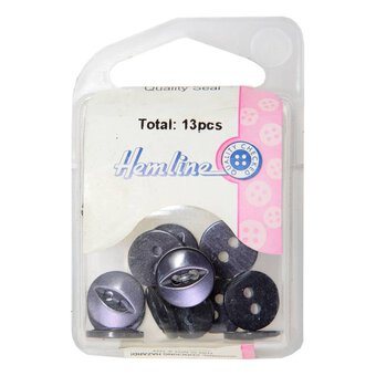Hemline Blue Basic Fish Eye Button 13 Pack