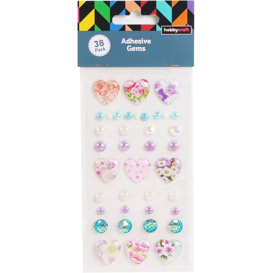Floral Heart Adhesive Gems 38 Pack image number 3