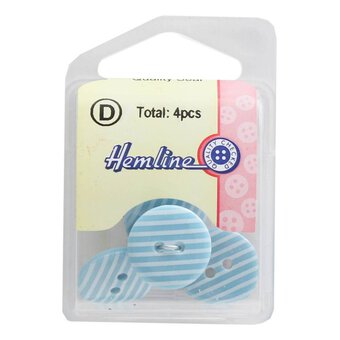 Hemline Blue Striped Buttons 17.5mm 4 Pack