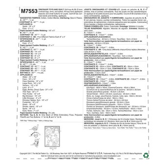 McCall&rsquo;s Dinosaur Toys Sewing Pattern M7553