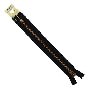 YKK Black Brass Jeans Zip 18cm