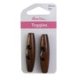 Hemline Dark Brown Woodtune Toggles 50mm 2 Pack image number 2