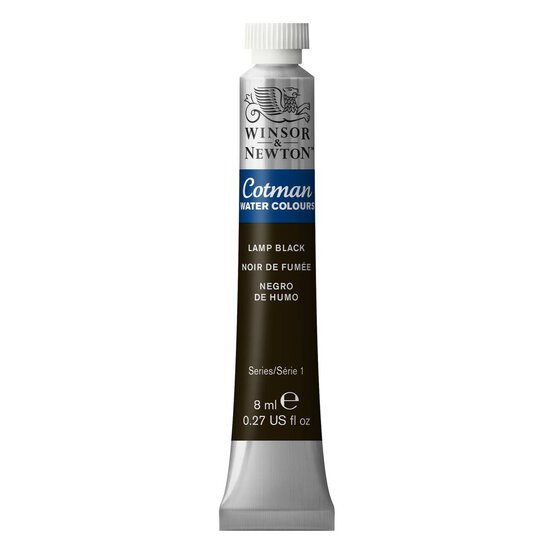 Winsor & Newton Cotman Lamp Black Watercolour Tube 8ml (337) image number 1