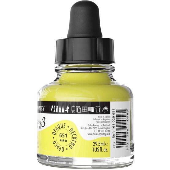 Daler-Rowney System3 Lemon Yellow Acrylic Ink 29.5ml image number 3