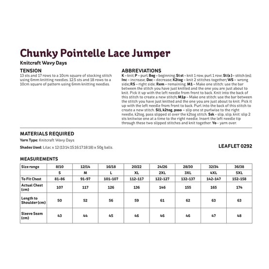 Knitcraft Chunky Pointelle Lace Jumper Digital Pattern 0292 image number 4