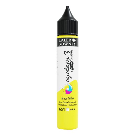 Daler-Rowney System3 Lemon Yellow Fluid Acrylic 29.5ml (651) image number 1