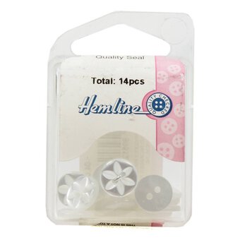 Hemline White Basic Star Button 14 Pack