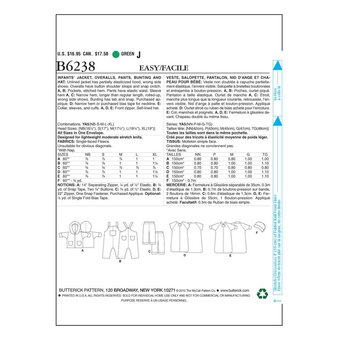 Butterick Baby Set Sewing Pattern B6238