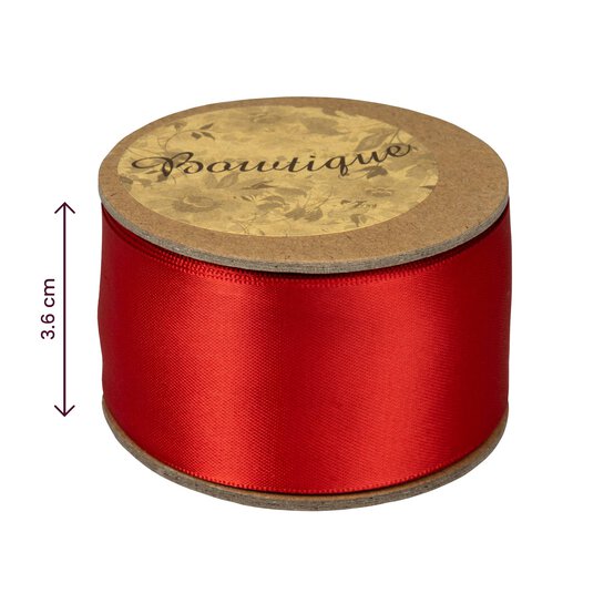 Red Double-Faced Satin Ribbon 36mm x 5m image number 4