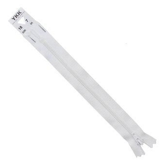YKK White Dress and Skirt Zip 18cm