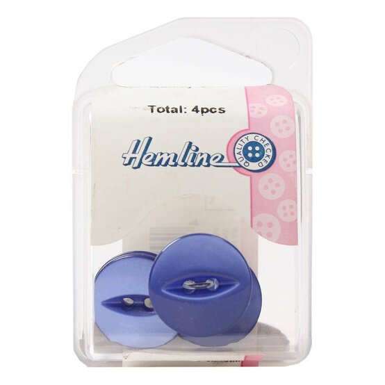 Hemline Royal Blue Basic Fish Eye Button 4 Pack image number 2