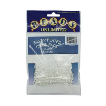Beads Unlimited Silver Plated Heavy Curb Chain 4.5mm x 3m