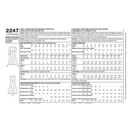 Simplicity Women's Fit Dress Sewing Pattern 2247 (20-28) image number 2