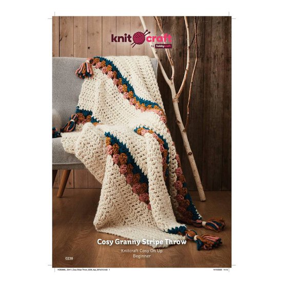 Knitcraft Cosy Granny Stripe Throw Digital Pattern 0238 image number 1