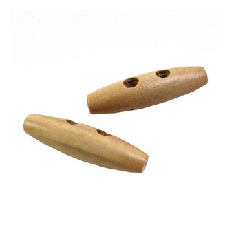 Hemline Natural Wooden Toggles 50mm 2 Pack