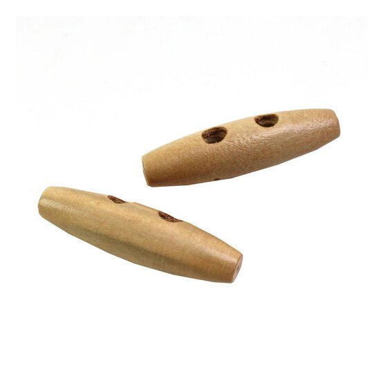 Hemline Natural Wooden Toggles 50mm 2 Pack image number 1