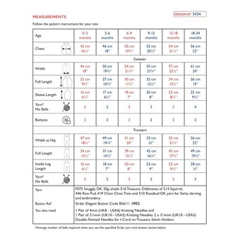 Sirdar Snuggly DK Jumper and Trousers Pattern 5434