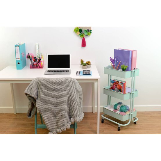 Mint Green Three Tier Storage Trolley image number 3