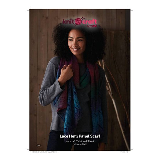 Knitcraft Lace Hem Panel Scarf Digital Pattern 0242 image number 1