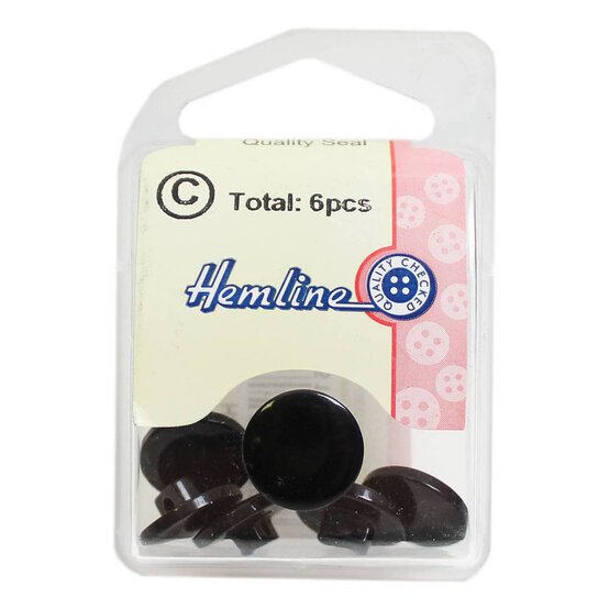 Hemline Black Basic Knitwear Button 6 Pack image number 2