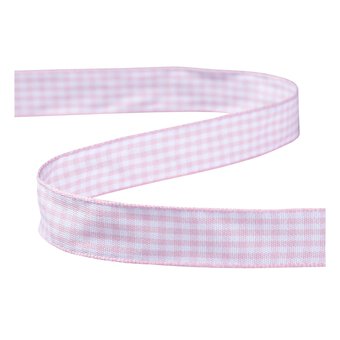 Light Pink Gingham Ribbon 15mm x 4m