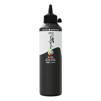 Daler-Rowney System3 Mars Black Fluid Acrylic 500ml (036)
