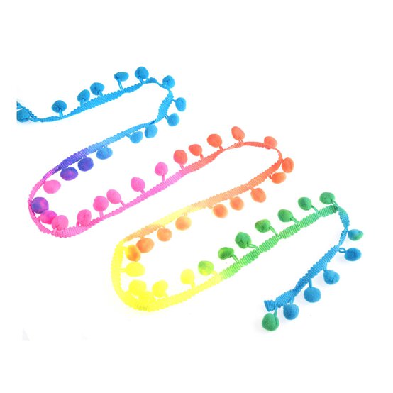 Neon 25mm Pom Pom Trim by the Metre image number 1