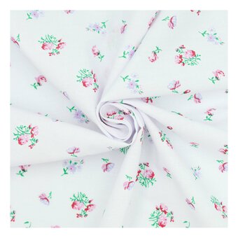 Pink and Purple Floral Polycotton Fabric by the Metre