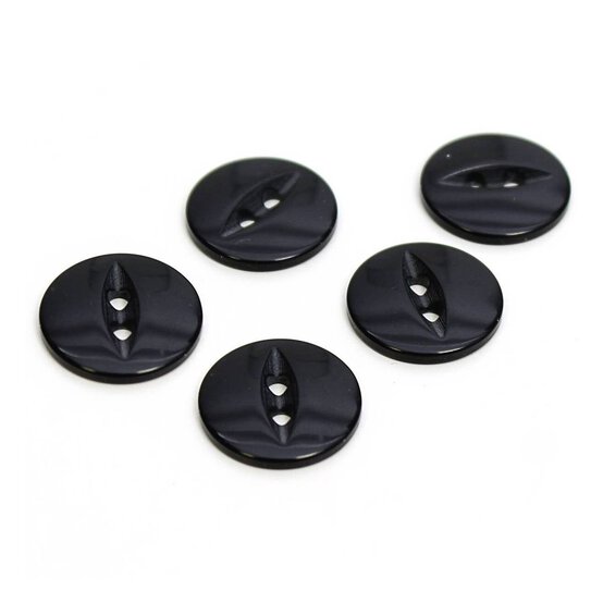 Hemline Black Basic Fish Eye Button 5 Pack image number 1
