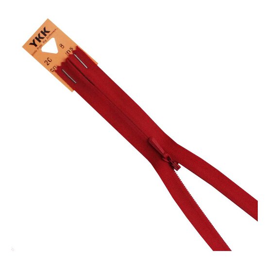 YKK Red Concealed Zip 20cm image number 1
