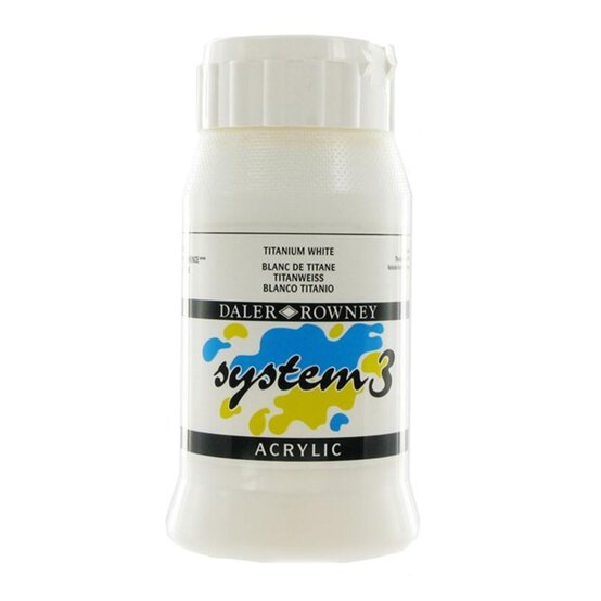 Daler-Rowney System 3 Titanium White Acrylic Paint 500ml image number 1