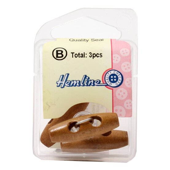 Hemline Wood Novelty Wooden Toogle Button 3 Pack image number 2