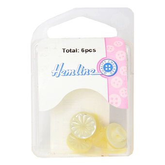 Hemline Cream Basic Cut Flower Button 6 Pack