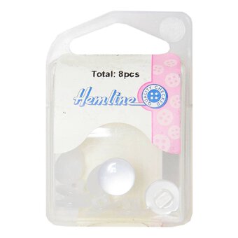 Hemline White Basic Knitwear Button 8 Pack