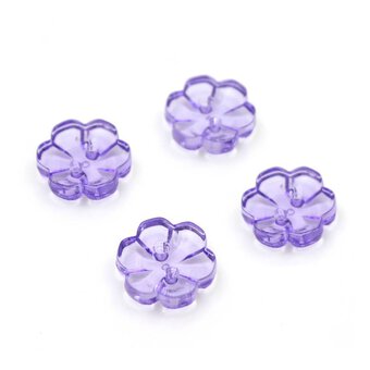 Hemline Lavender Novelty Flower Button 4 Pack