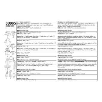 Simplicity Doll Clothes Sewing Pattern S8865