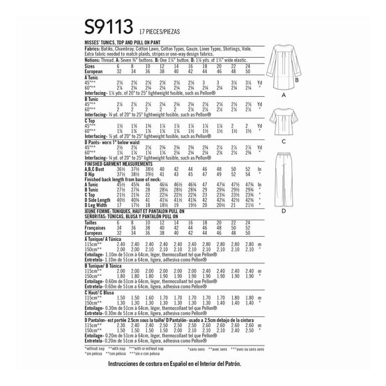 Simplicity Tunic and Trousers Sewing Pattern S9113 (6-14) image number 2