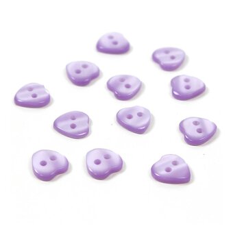 Hemline Lilac Basic Hearts Button 17 Pack