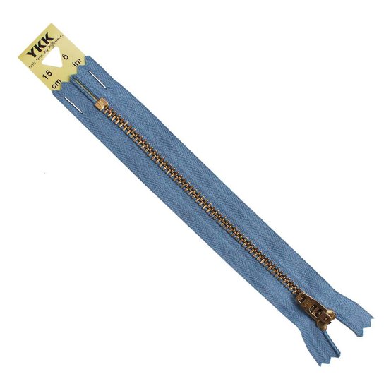 YKK Mid Blue Brass Jeans Zip 15cm image number 2