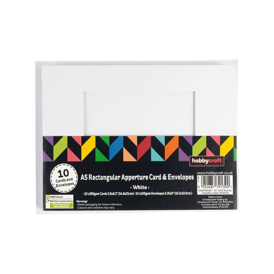 White Rectangle Aperture Cards  A5 10 Pack image number 4